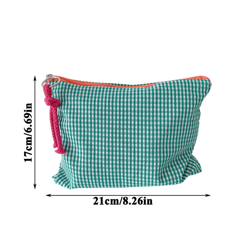 Plaid Cotton Cosmetic Bag