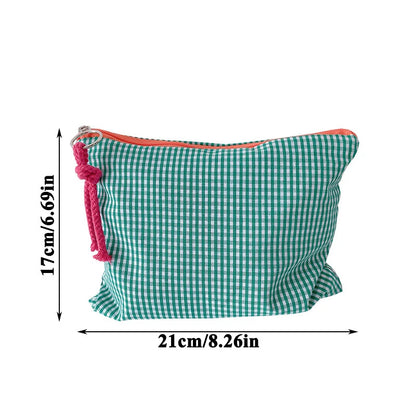 Plaid Cotton Cosmetic Bag